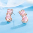 Korean pink crystal cat earrings female diamond cute cat copper wholesalepicture12